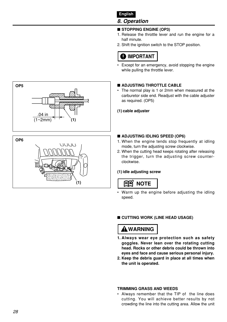 Operation | Zenoah BCZ2601S User Manual | Page 28 / 64