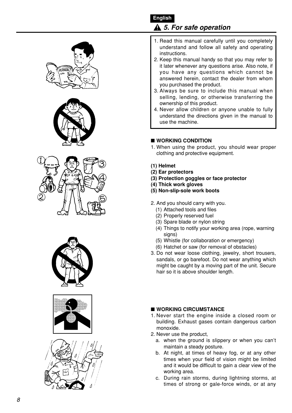 For safe operation | Zenoah BCZ2601S User Manual | Page 8 / 64