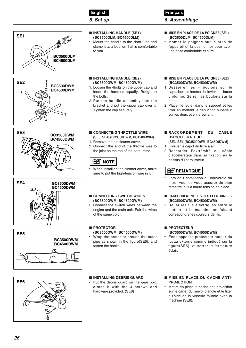 26 6. set up 6. assemblage | Zenoah BC4500DLM User Manual | Page 26 / 60