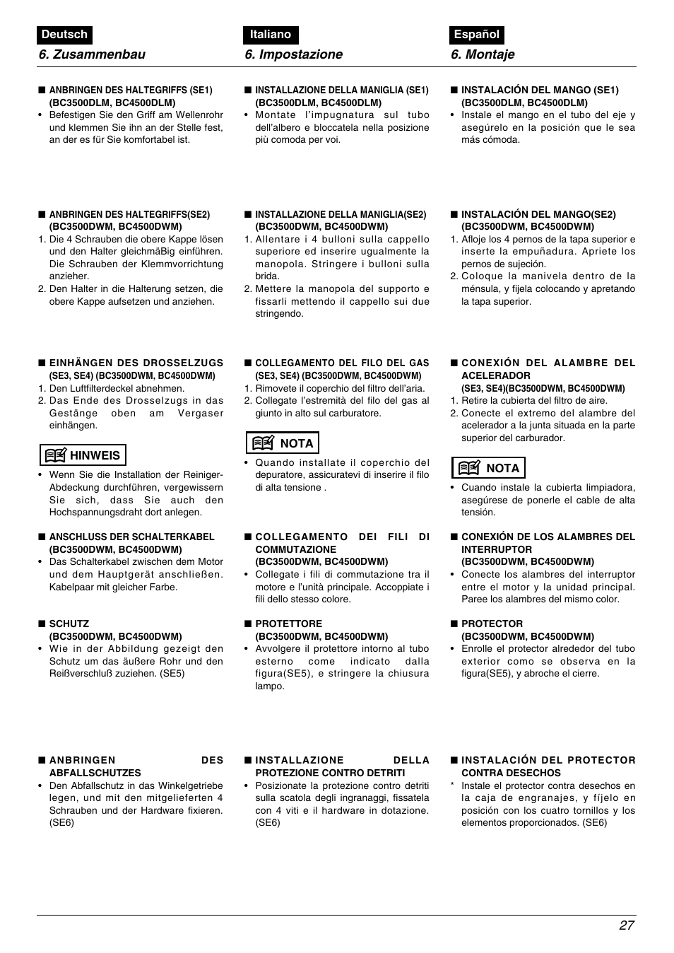 Zenoah BC4500DLM User Manual | Page 27 / 60