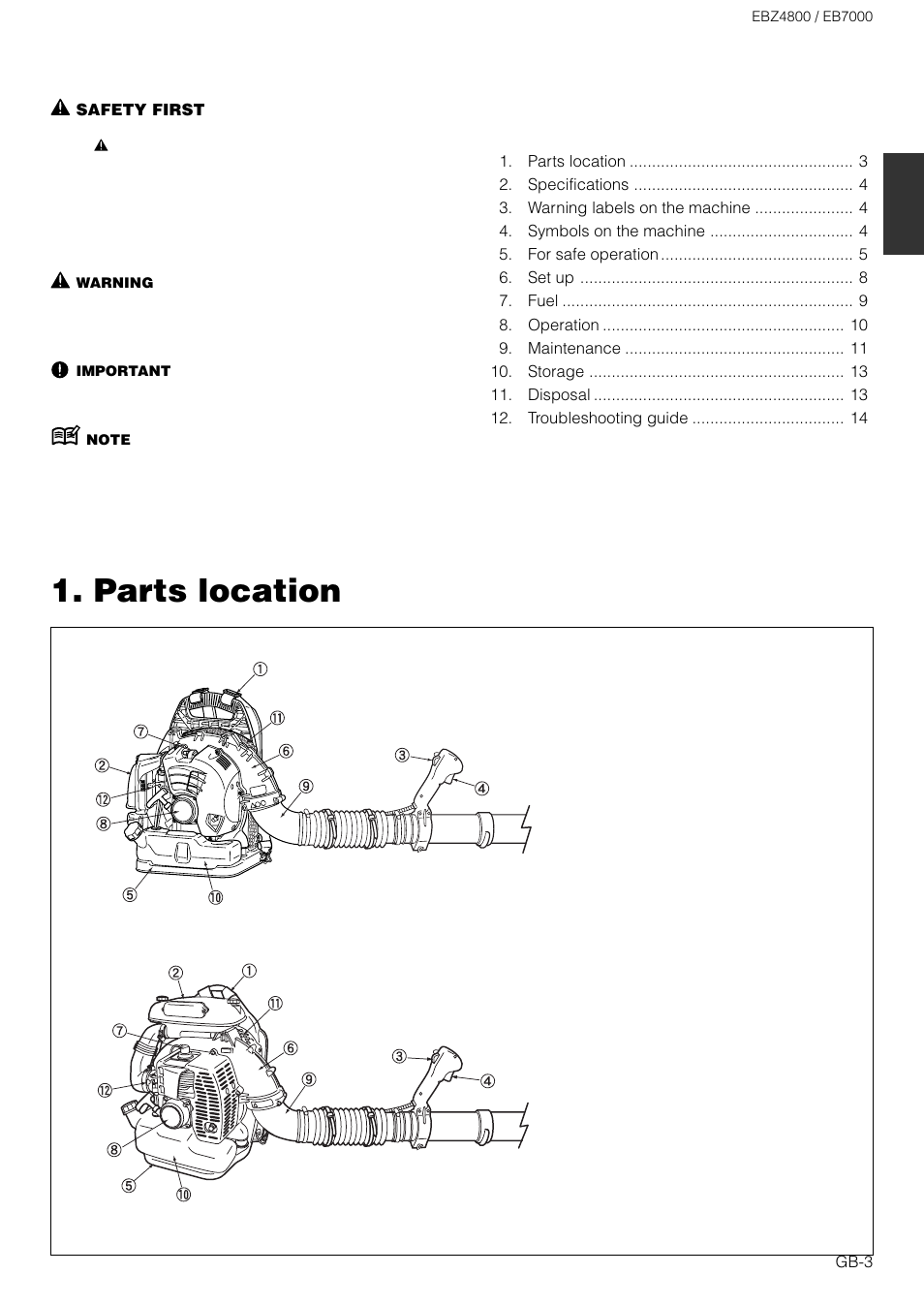 Zenoah EB7000 User Manual | Page 3 / 14