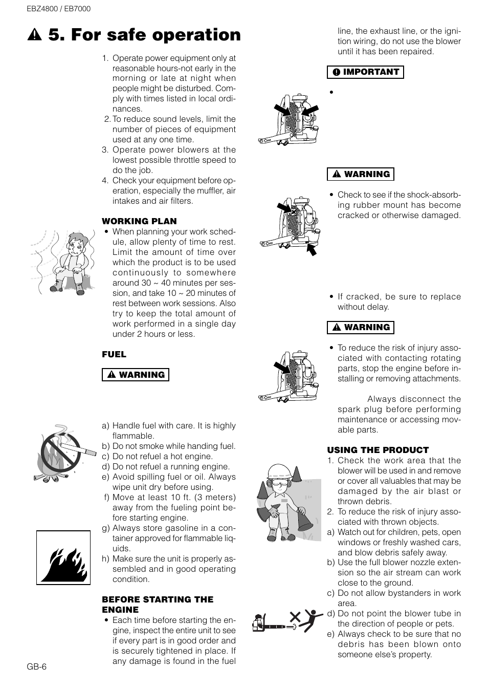 For safe operation | Zenoah EB7000 User Manual | Page 6 / 14