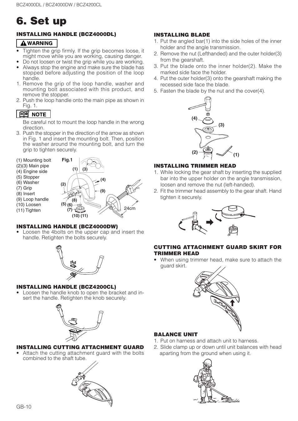 Set up | Zenoah BCZ4000DL User Manual | Page 10 / 18