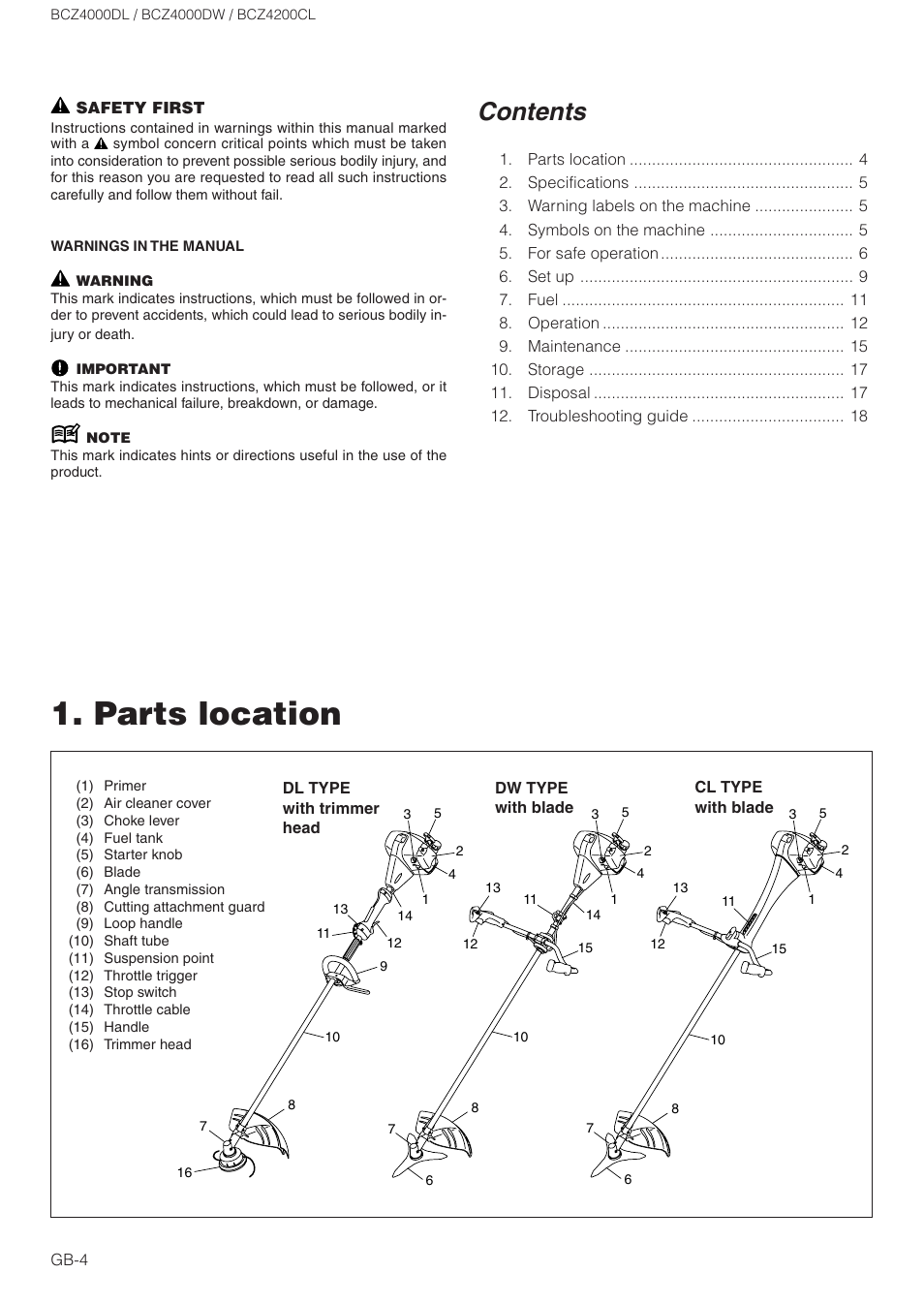 Zenoah BCZ4000DL User Manual | Page 4 / 18