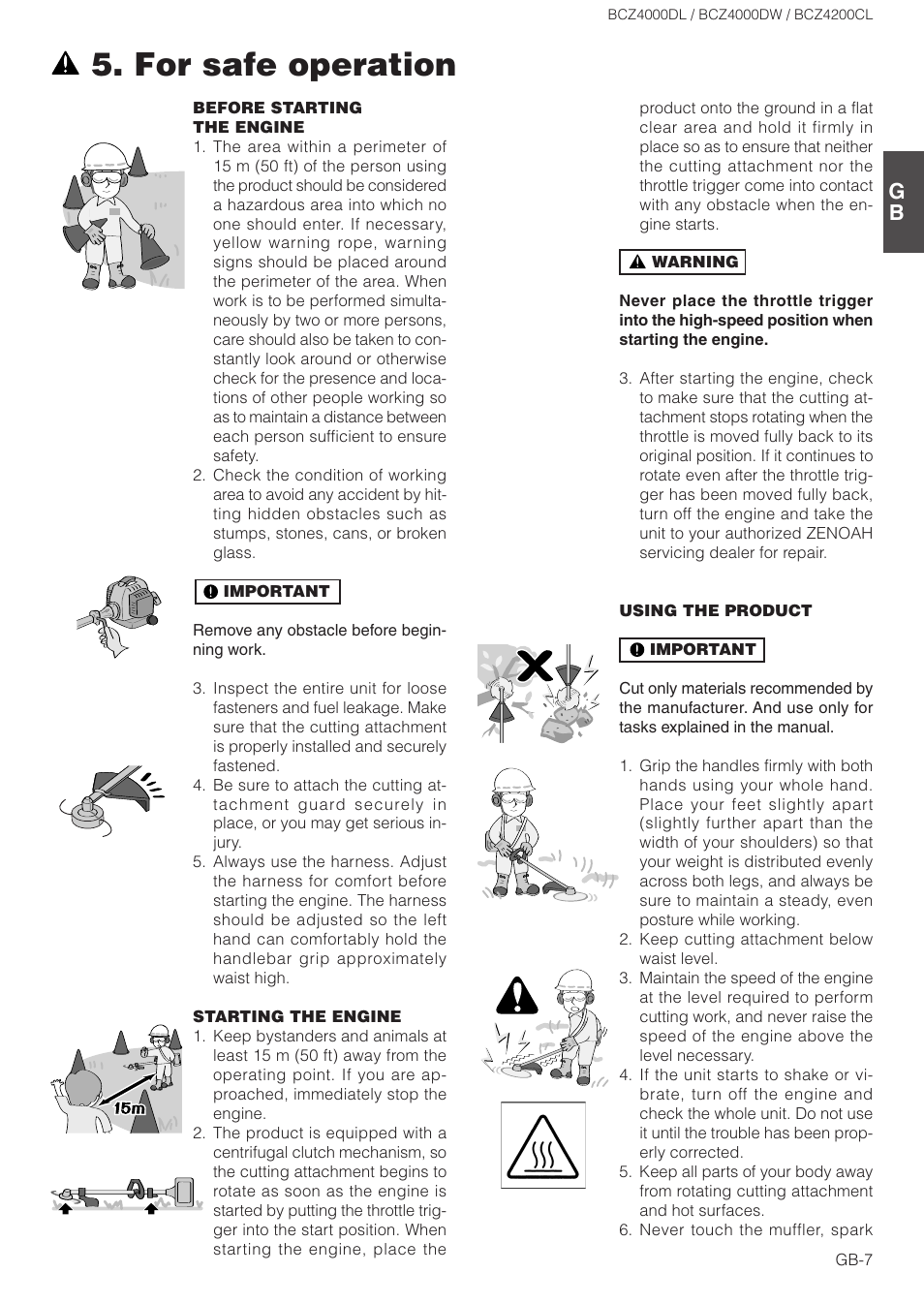 For safe operation | Zenoah BCZ4000DL User Manual | Page 7 / 18