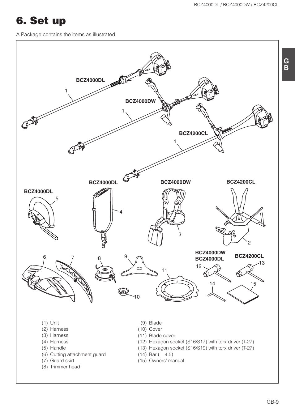 Set up | Zenoah BCZ4000DL User Manual | Page 9 / 18