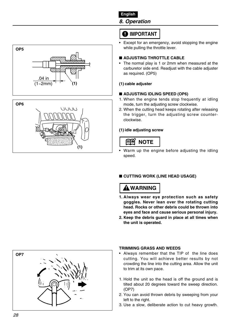 Operation | Zenoah BCZ2401S-CA User Manual | Page 28 / 64