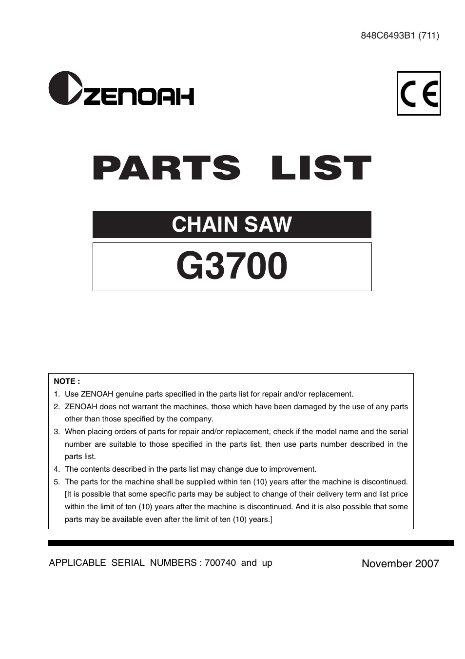 Zenoah G3700 User Manual | 9 pages