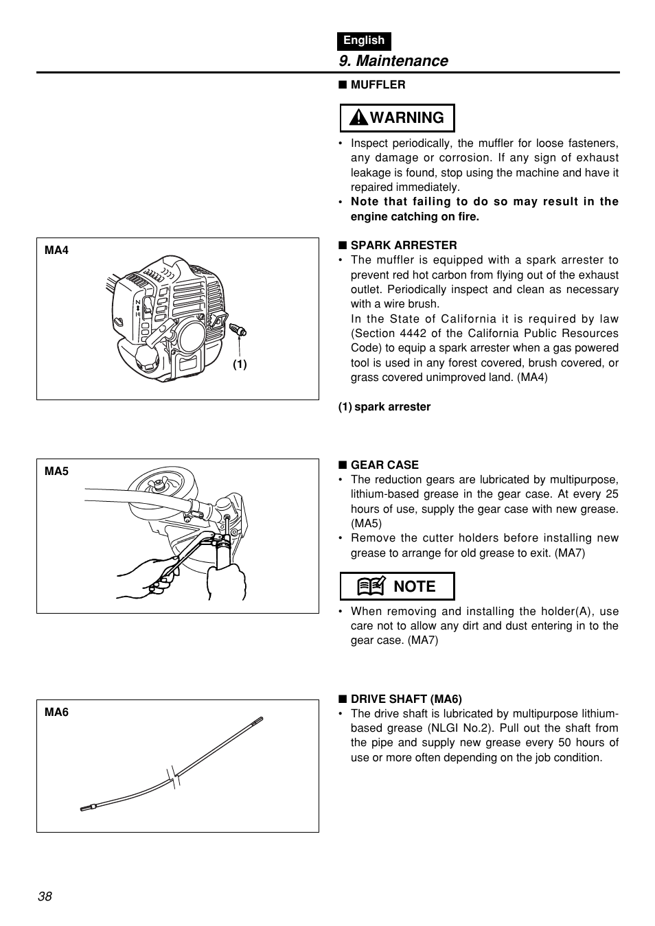 Maintenance | Zenoah HEZ2601F User Manual | Page 38 / 56