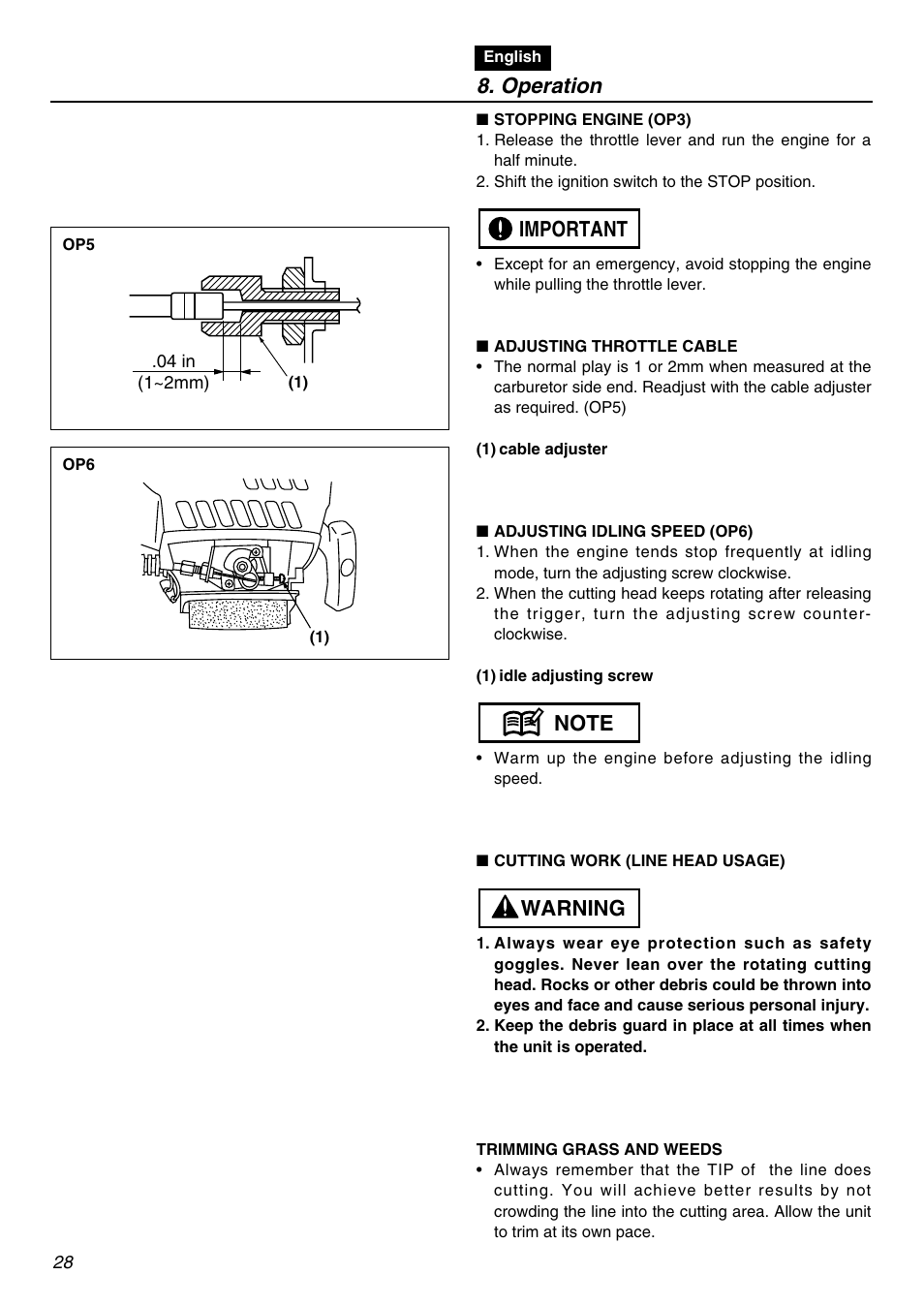 Operation | Zenoah BCZ2610S-CA User Manual | Page 28 / 64