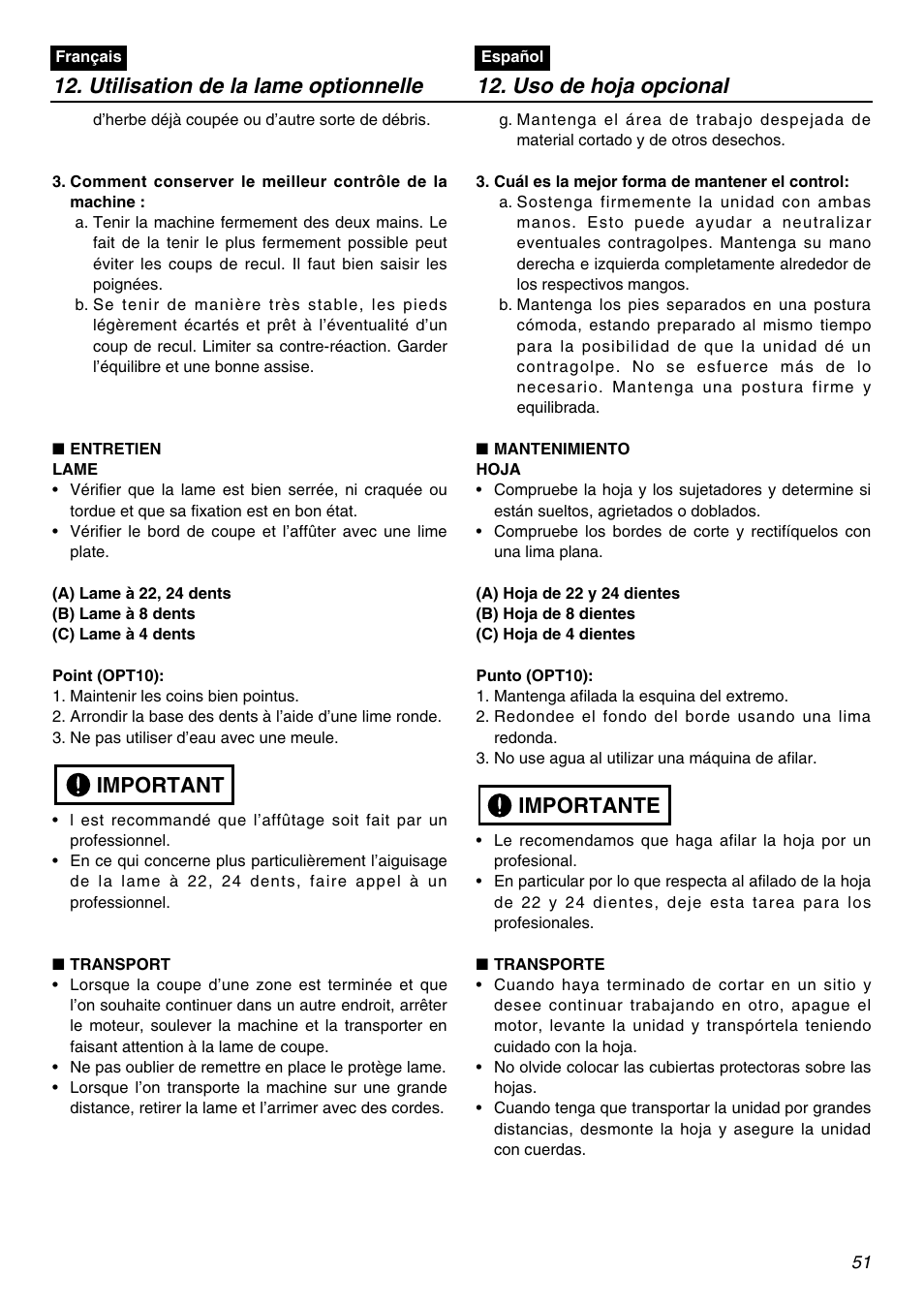 Important | Zenoah BCZ2610S-CA User Manual | Page 51 / 64