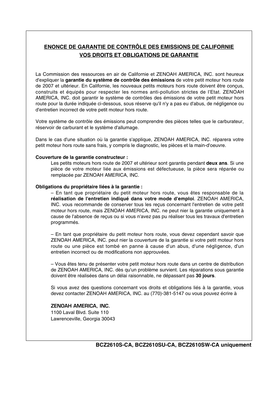 Zenoah BCZ2610S-CA User Manual | Page 59 / 64