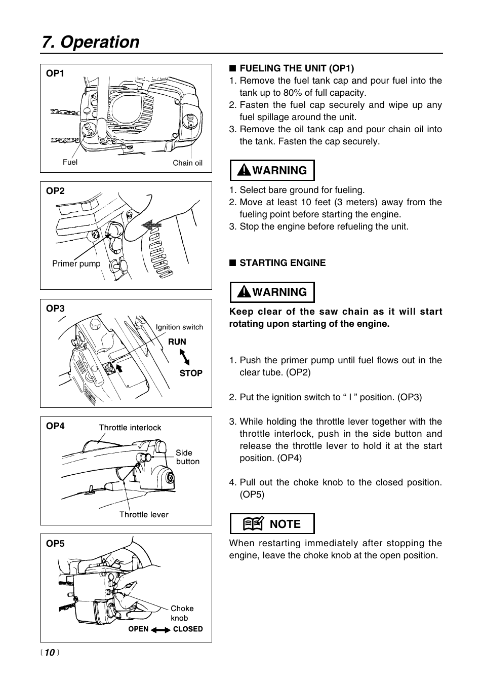 Operation | Zenoah G3000 User Manual | Page 10 / 20