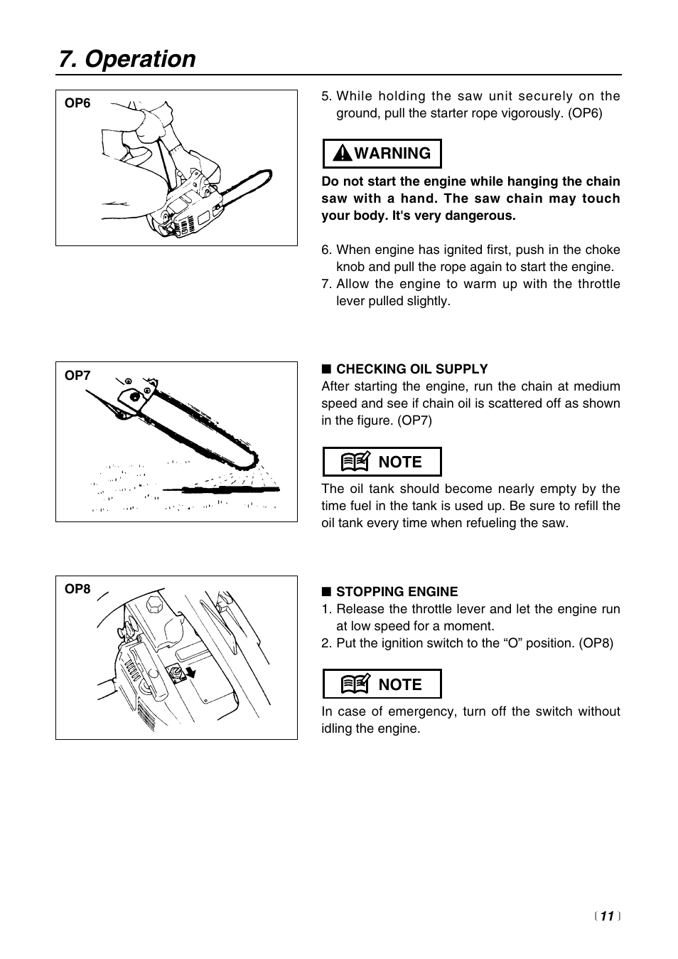 Operation | Zenoah G3000 User Manual | Page 11 / 20