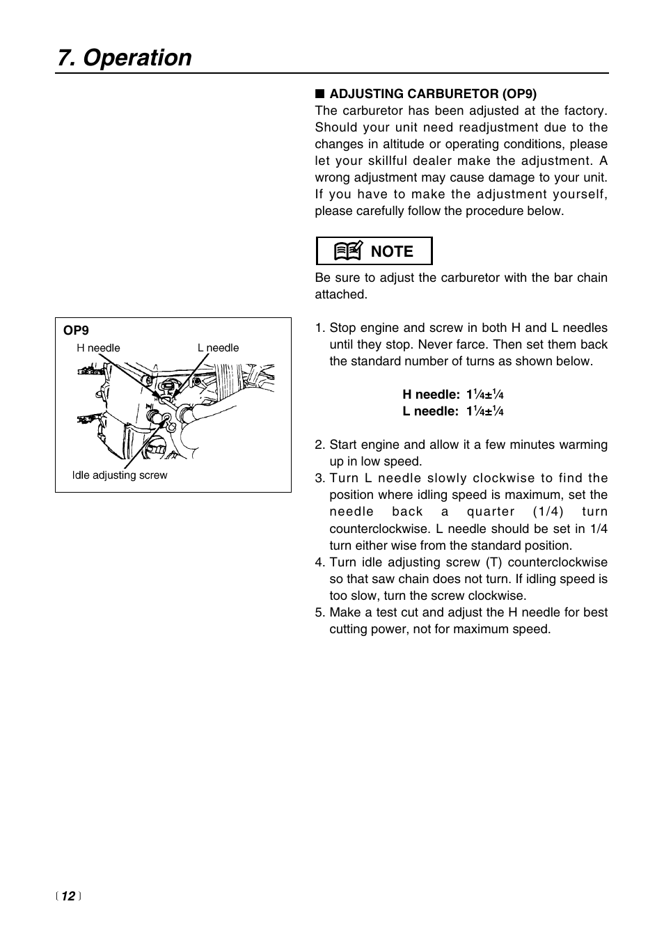 Operation | Zenoah G3000 User Manual | Page 12 / 20
