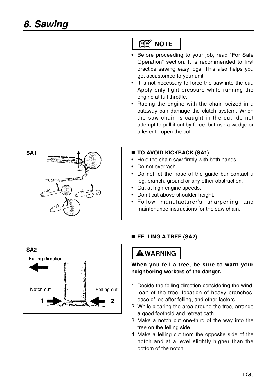 Sawing | Zenoah G3000 User Manual | Page 13 / 20