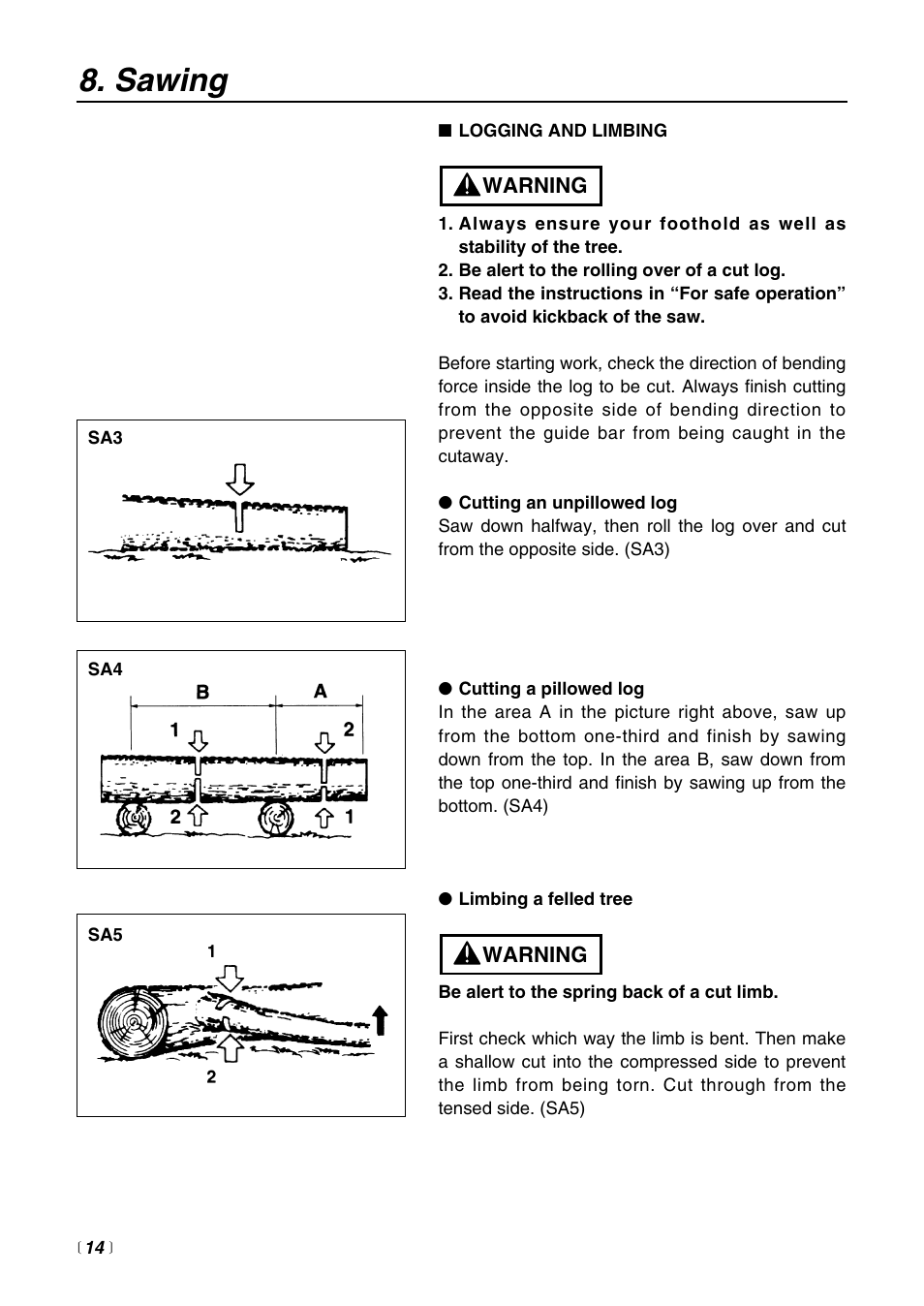 Sawing | Zenoah G3000 User Manual | Page 14 / 20