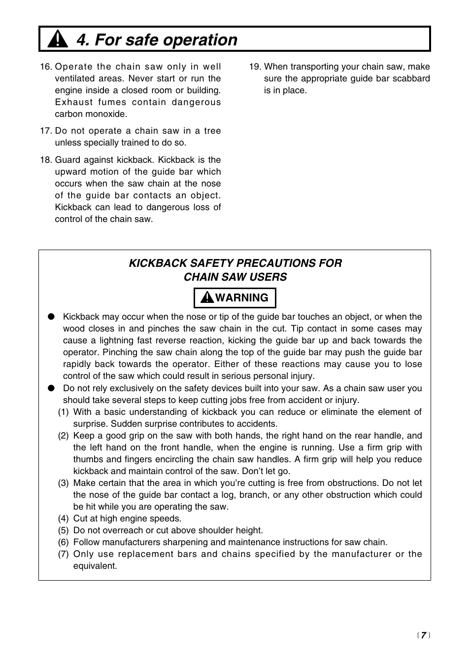 For safe operation | Zenoah G3000 User Manual | Page 7 / 20