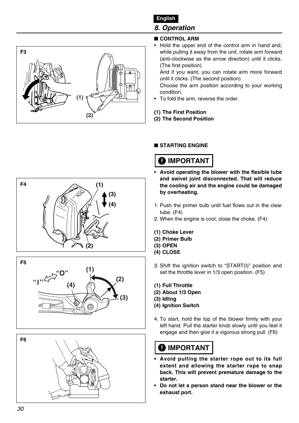 Operation, Important, I ” “o | Zenoah EBZ5100Q User Manual | Page 30 / 56