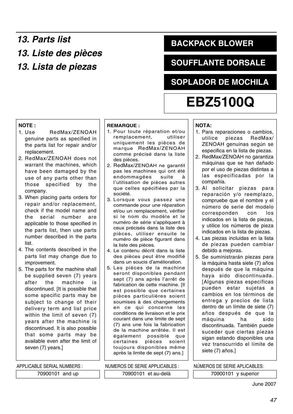 Ebz5100q | Zenoah EBZ5100Q User Manual | Page 47 / 56