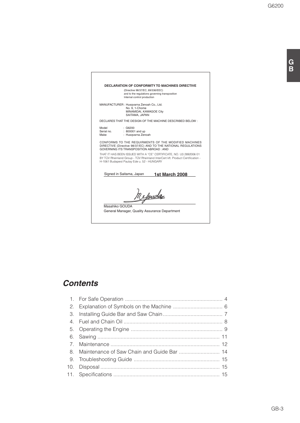 Zenoah G6200 User Manual | Page 3 / 16