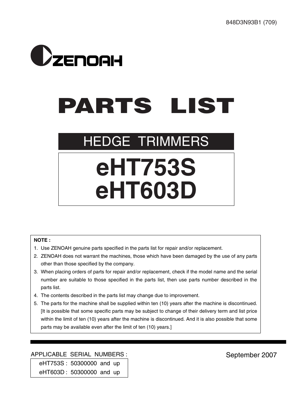 Zenoah EHT603D User Manual | 11 pages