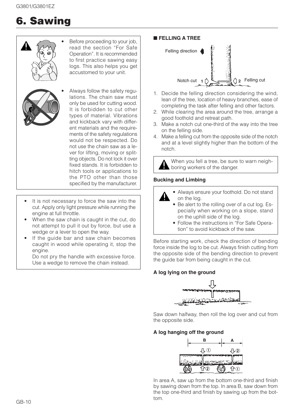 Sawing | Zenoah G3801EZ User Manual | Page 10 / 15