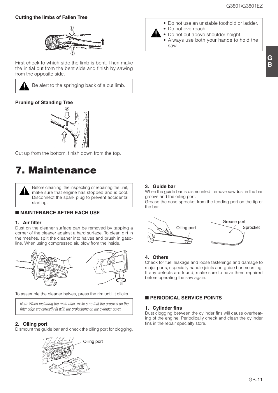 Maintenance | Zenoah G3801EZ User Manual | Page 11 / 15