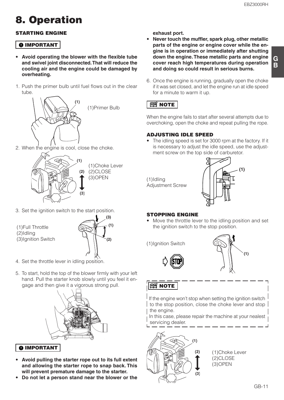 Operation | Zenoah EBZ3000RH User Manual | Page 11 / 16