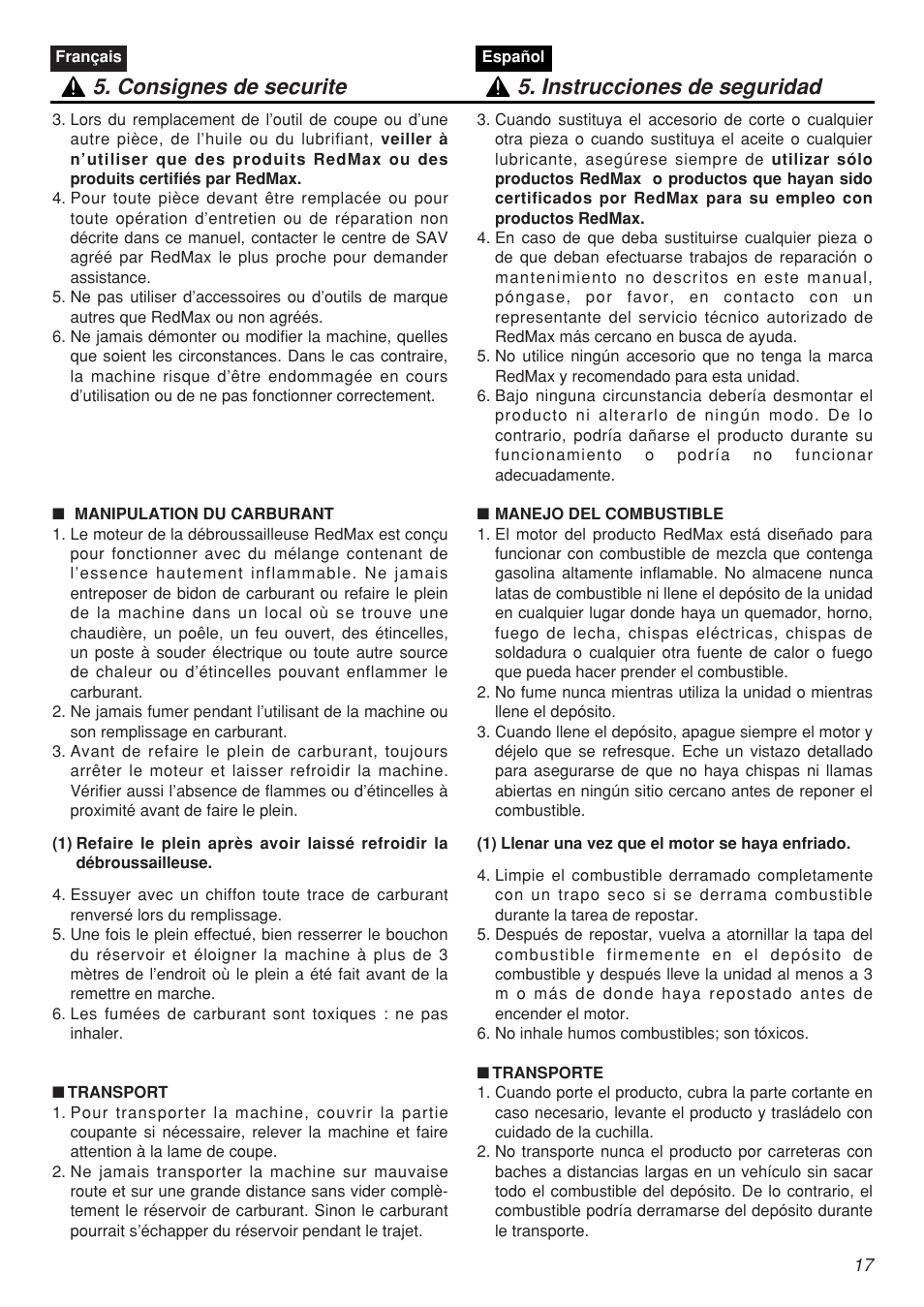 Zenoah CHTZ2401L-CA User Manual | Page 17 / 54