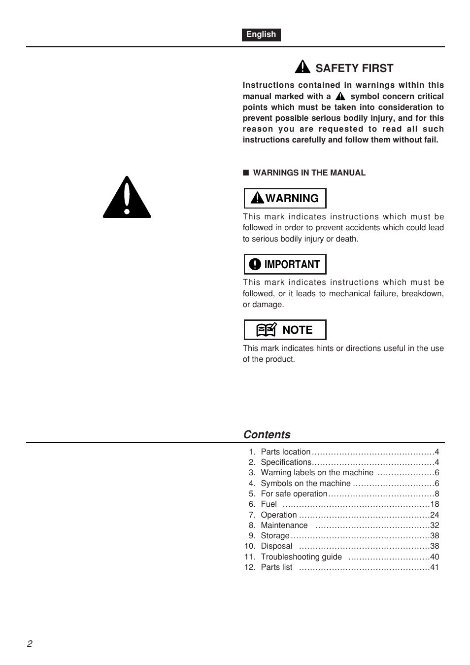 Zenoah CHTZ2401L-CA User Manual | Page 2 / 54