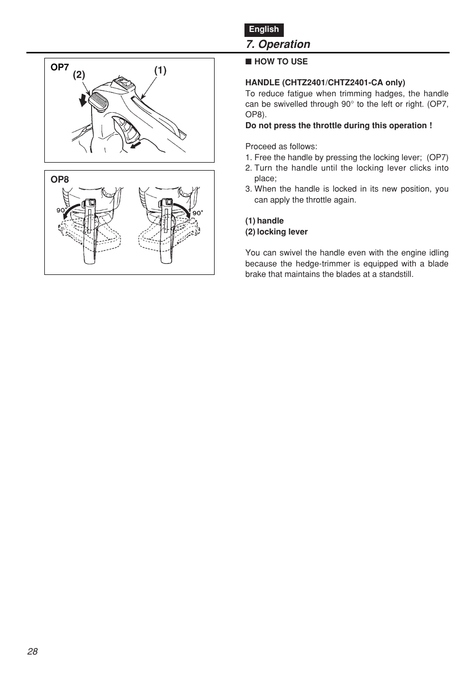 Operation | Zenoah CHTZ2401L-CA User Manual | Page 28 / 54