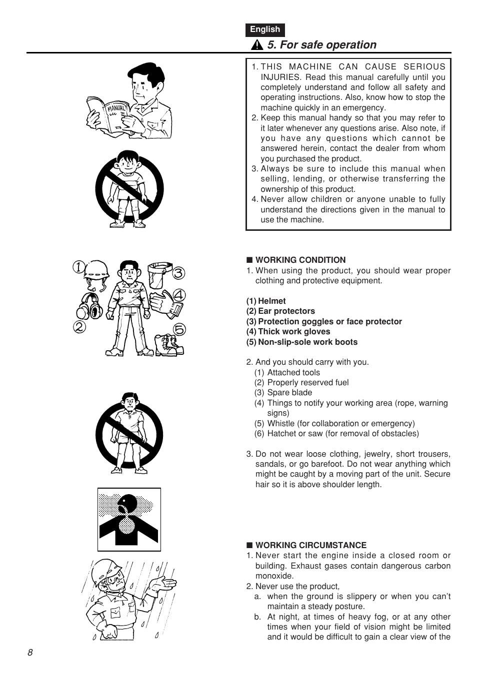 For safe operation | Zenoah CHTZ2401L-CA User Manual | Page 8 / 54