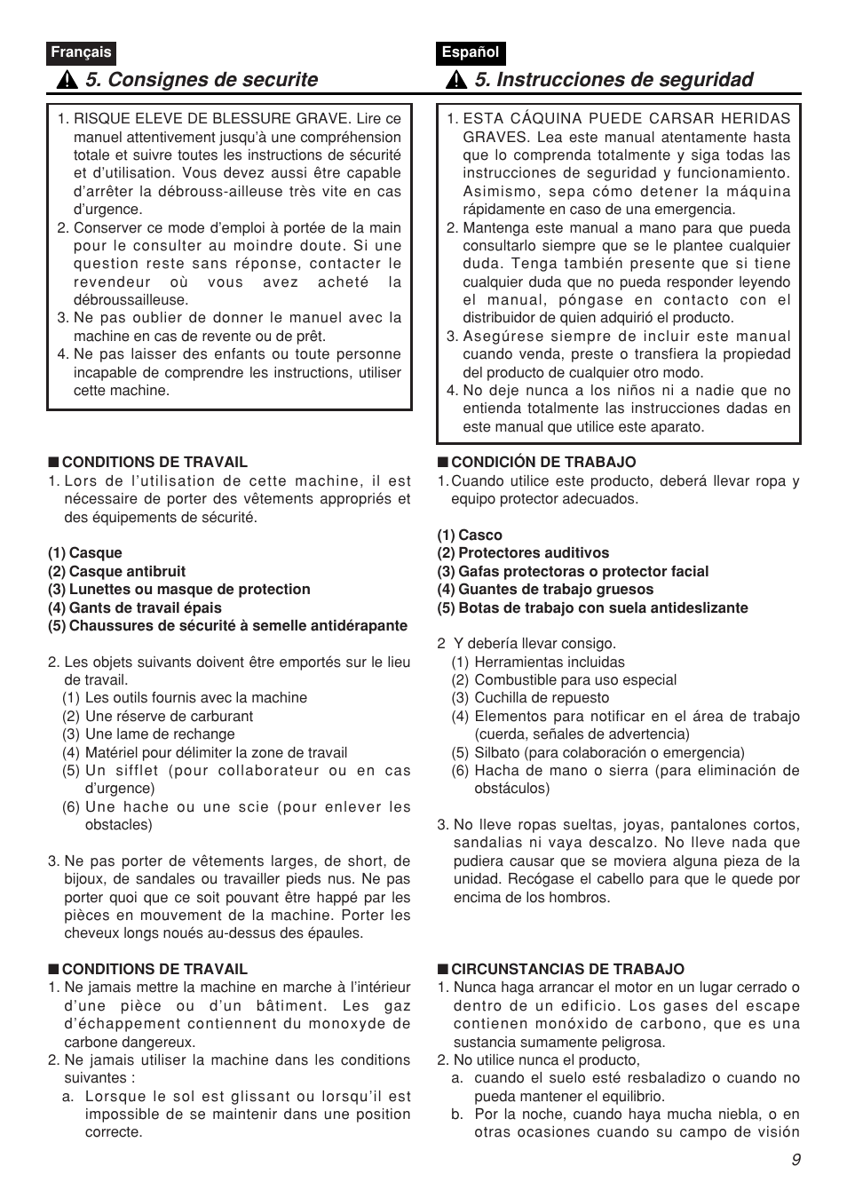 Zenoah CHTZ2401L-CA User Manual | Page 9 / 54