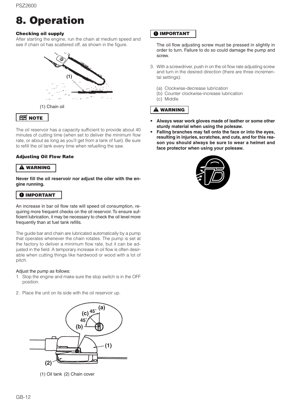 Operation | Zenoah PSZ2600 User Manual | Page 12 / 16