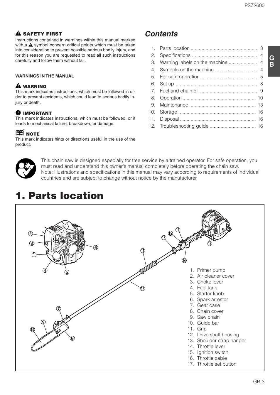 Zenoah PSZ2600 User Manual | Page 3 / 16