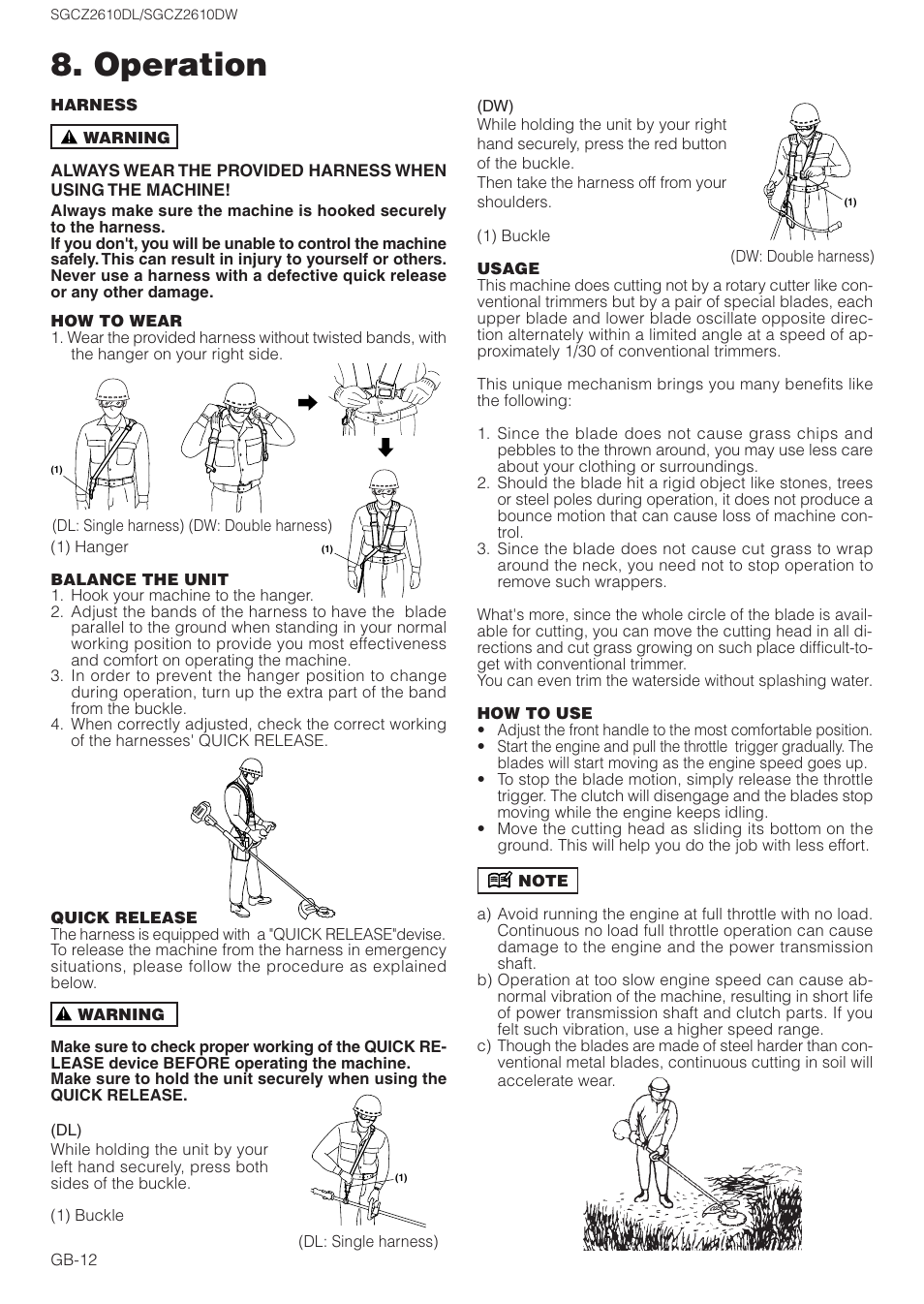 Operation | Zenoah SGCZ2610DL User Manual | Page 12 / 17
