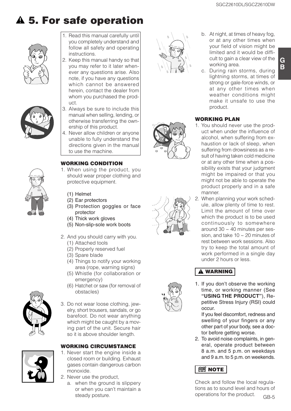 For safe operation | Zenoah SGCZ2610DL User Manual | Page 5 / 17