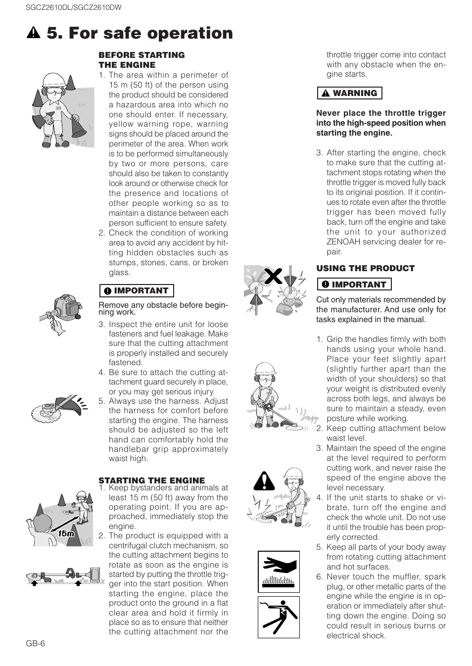 For safe operation | Zenoah SGCZ2610DL User Manual | Page 6 / 17