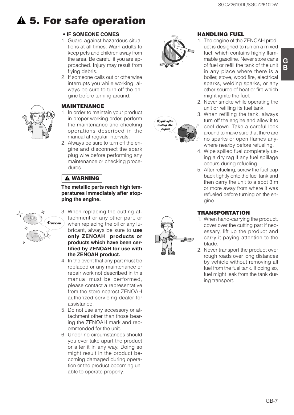 For safe operation | Zenoah SGCZ2610DL User Manual | Page 7 / 17