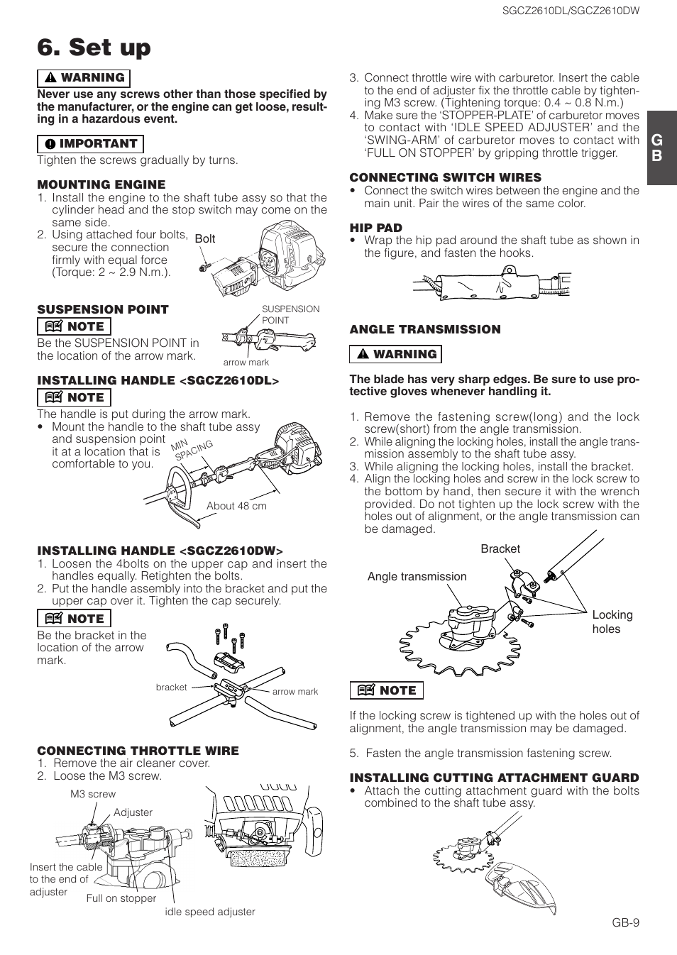 Set up | Zenoah SGCZ2610DL User Manual | Page 9 / 17