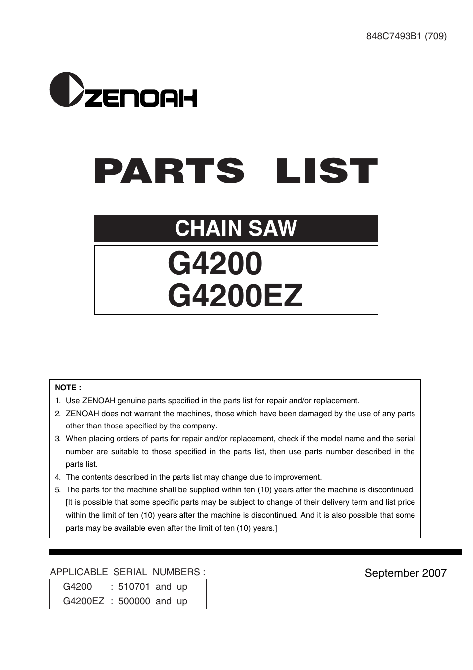 Zenoah G4200/G4200EZ User Manual | 9 pages