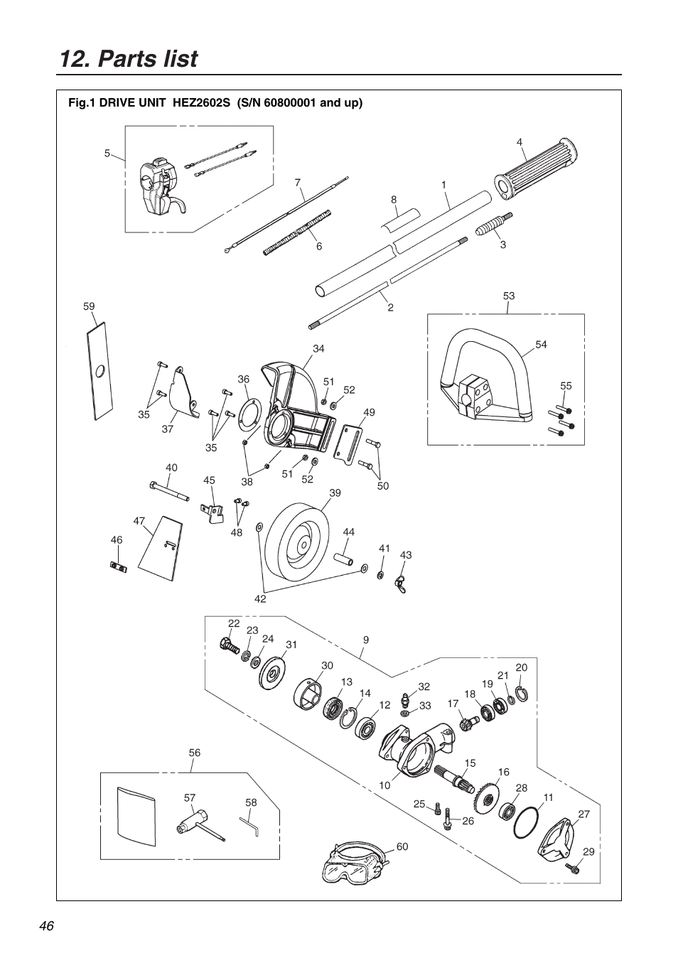 Parts list | Zenoah Stick Edgers HEZ2602S User Manual | Page 46 / 56