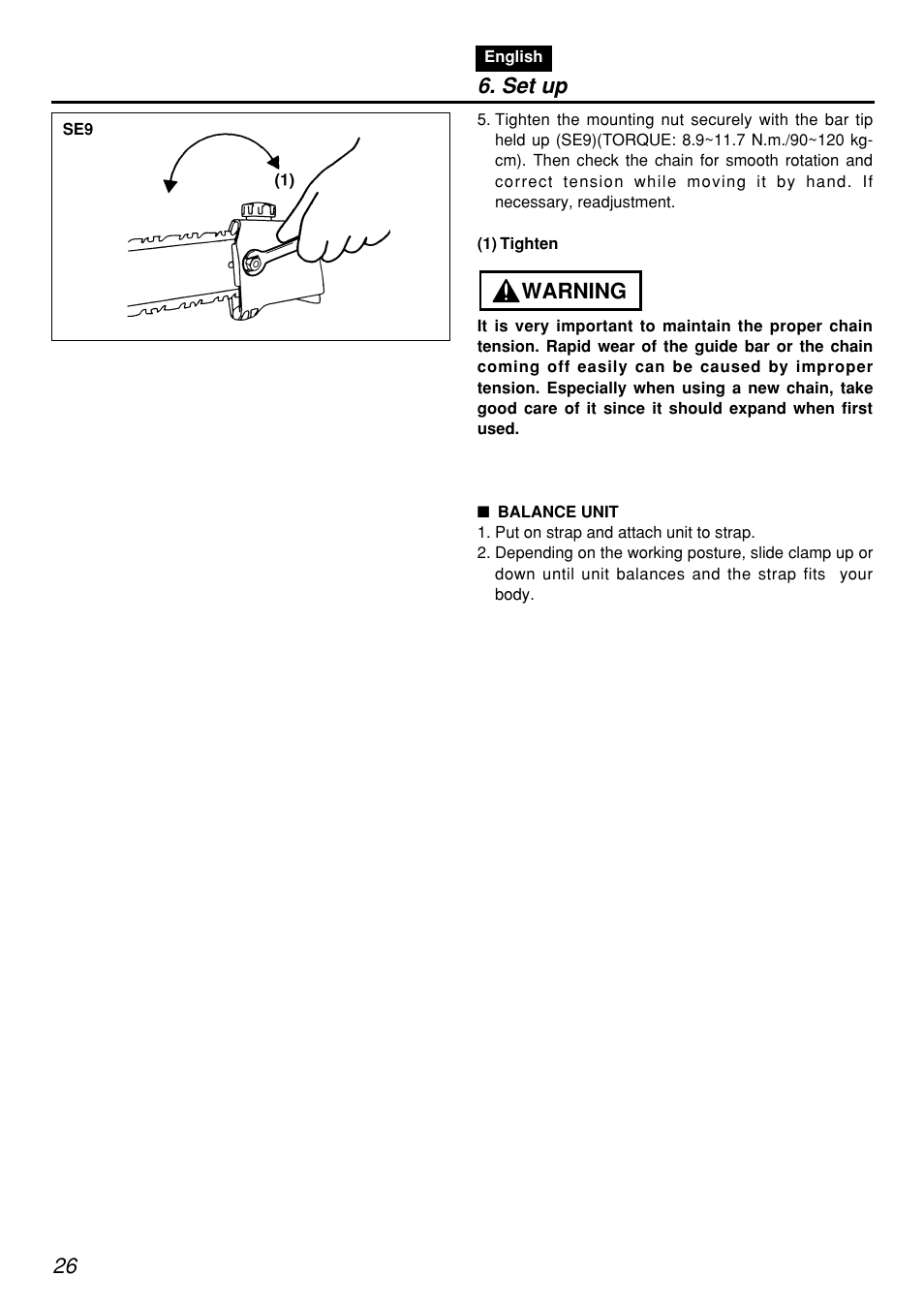 Warning, Set up | Zenoah PSZ2401-CA User Manual | Page 26 / 68