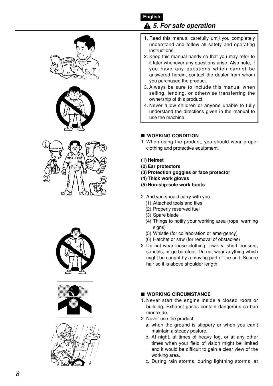 For safe operation | Zenoah PSZ2401-CA User Manual | Page 8 / 68