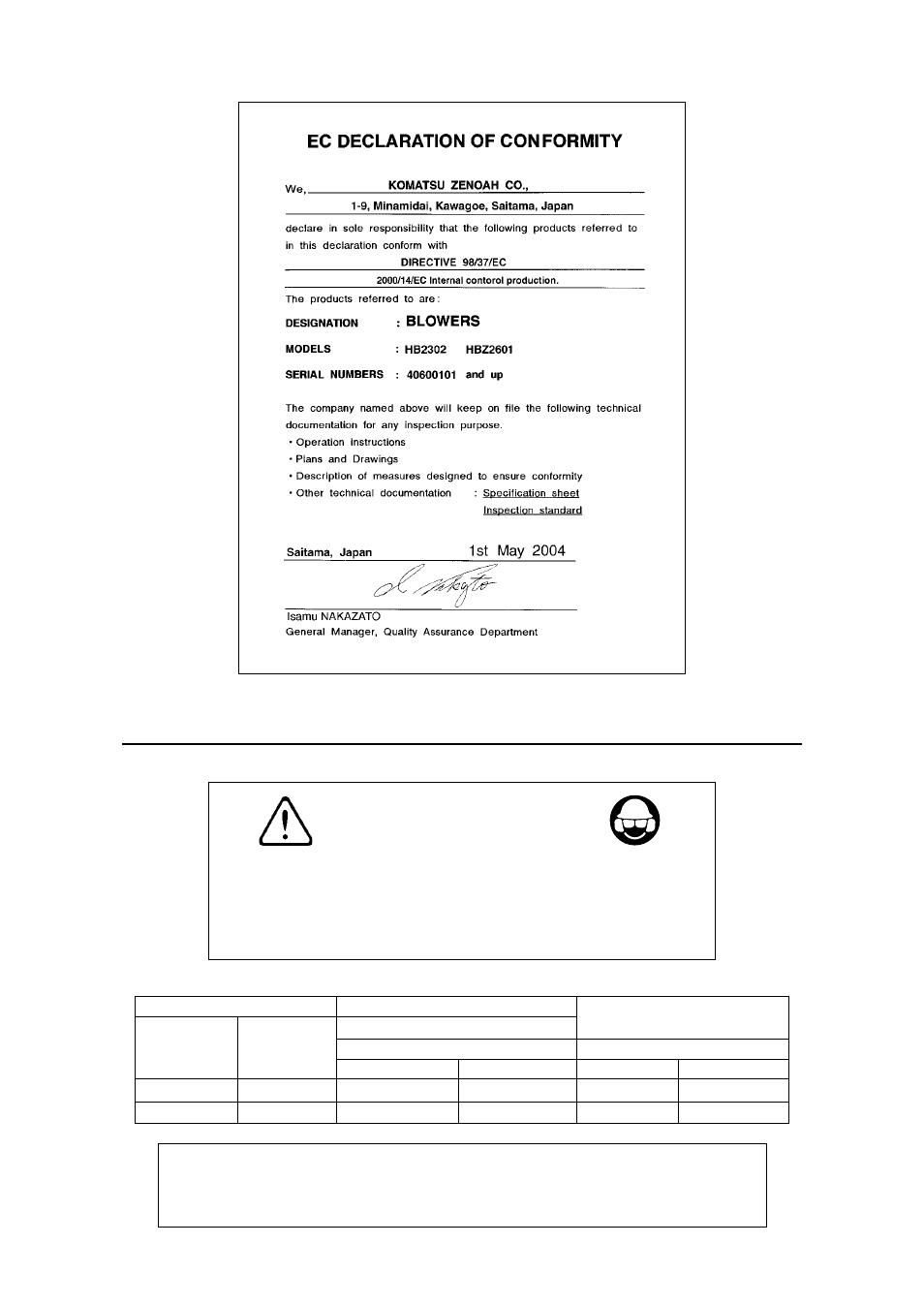 Explanation of symbols and safety warnings warning, 85 db(a) | Zenoah KOMAT'SU HB2302 User Manual | Page 2 / 16