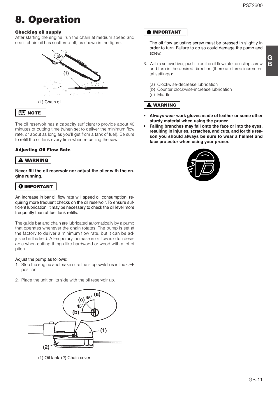 Operation | Zenoah ORIGINAL LANGUAGE PSZ2600 User Manual | Page 11 / 16