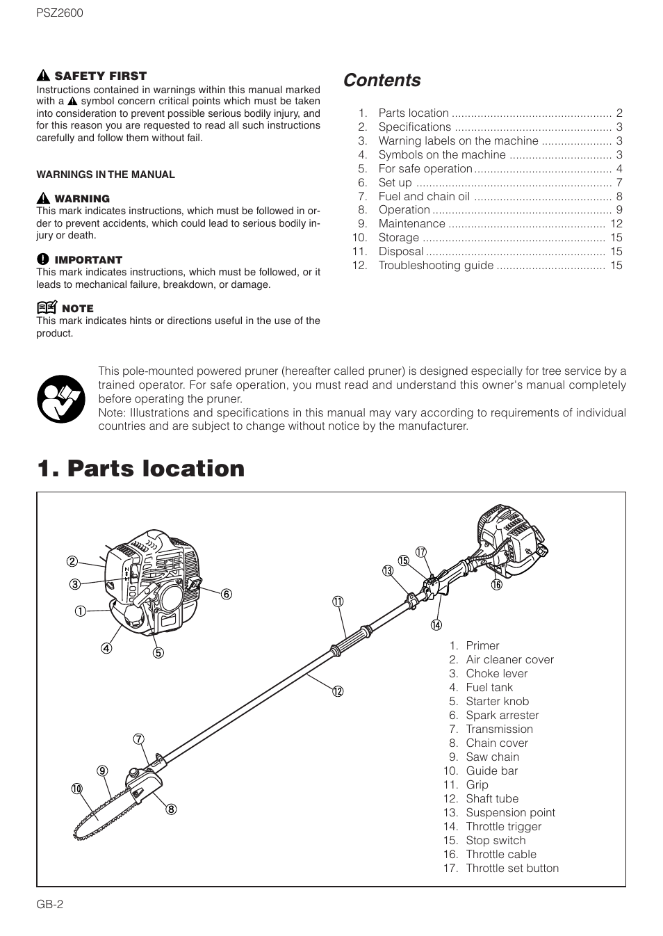Zenoah ORIGINAL LANGUAGE PSZ2600 User Manual | Page 2 / 16
