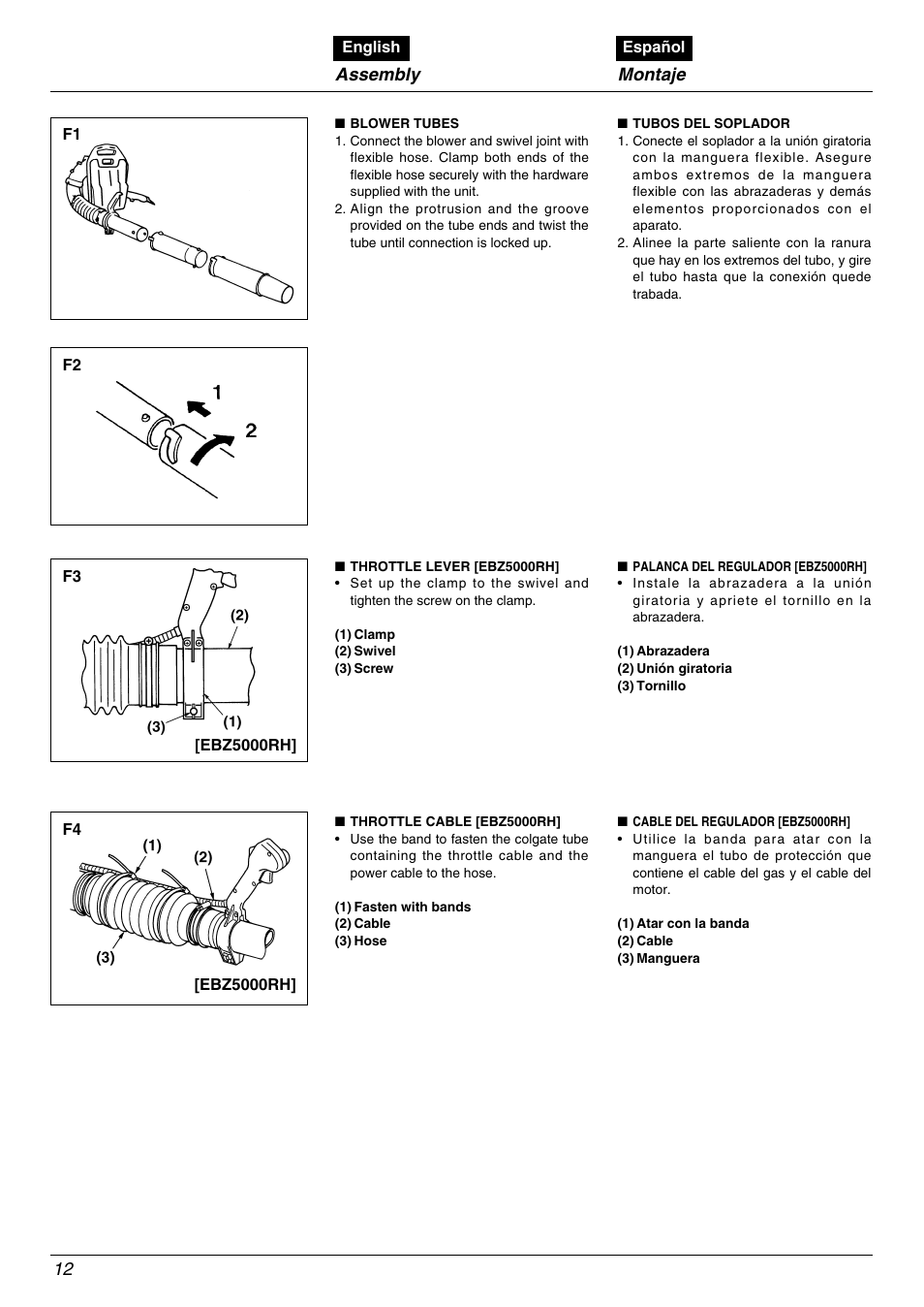 Assembly, Montaje | Zenoah EBZ5000RH User Manual | Page 12 / 36