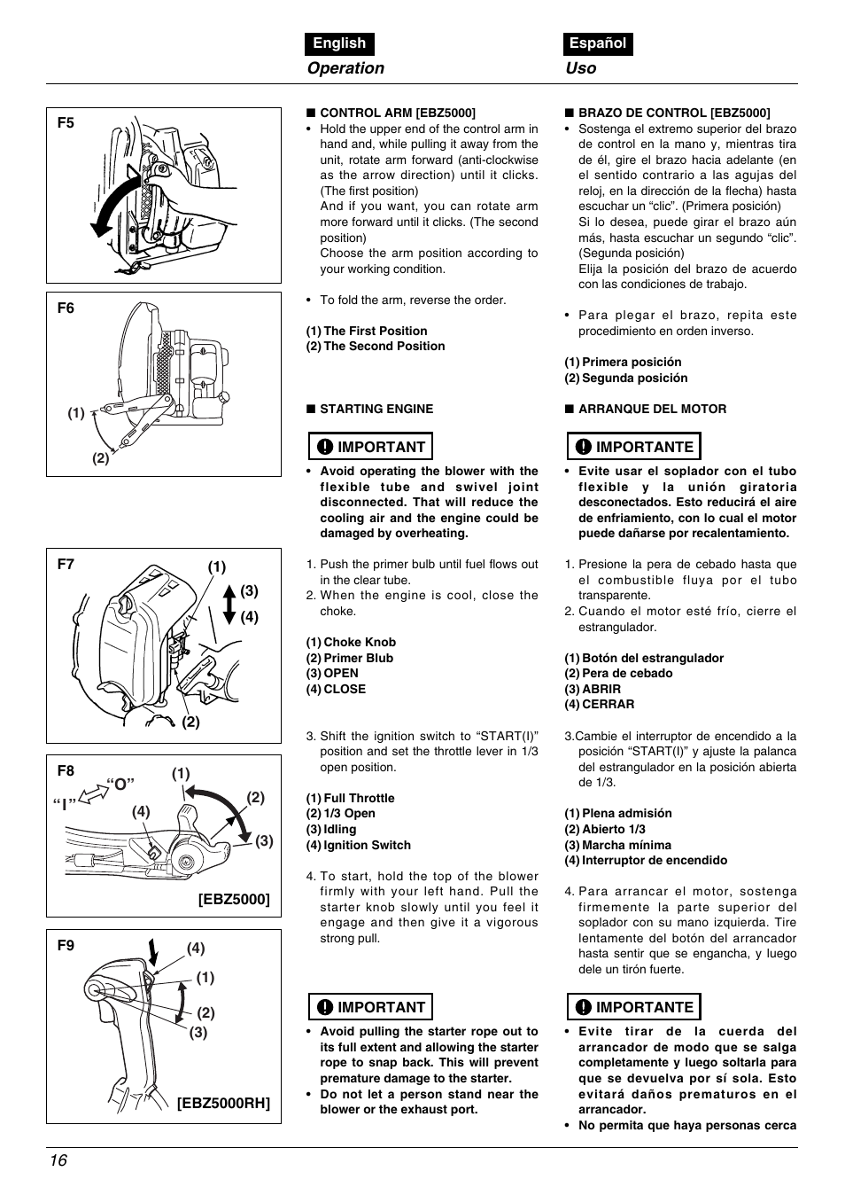 Operation, I ” “o | Zenoah EBZ5000RH User Manual | Page 16 / 36